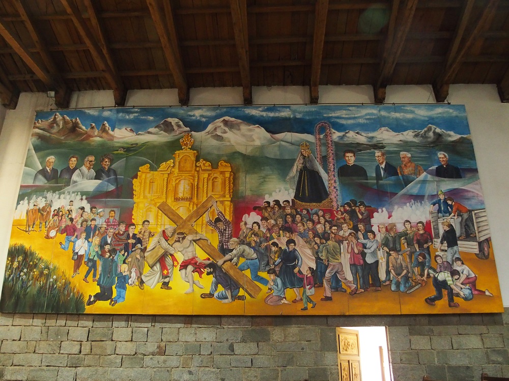 Chacas Kirche Gemälde mit Porträts von Padre Ugo de Censi und anderen